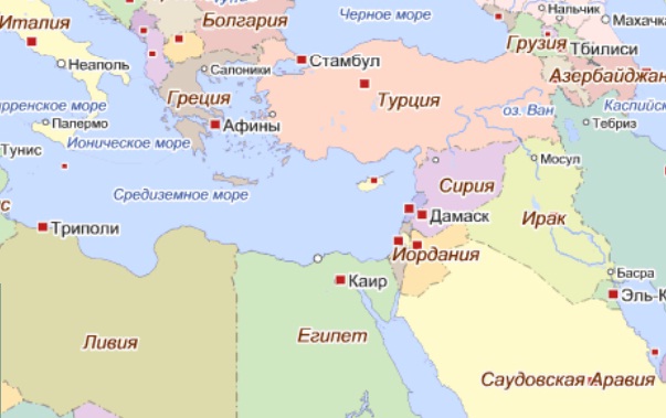 Египет и Турция на карте региона Египет и Турция на карте региона